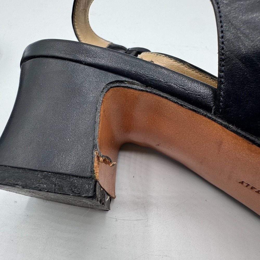 Salvatore Ferragamo Comodita Slingback Heels Black Leather Women 7.5 C Italy AS - Picture 9 of 12